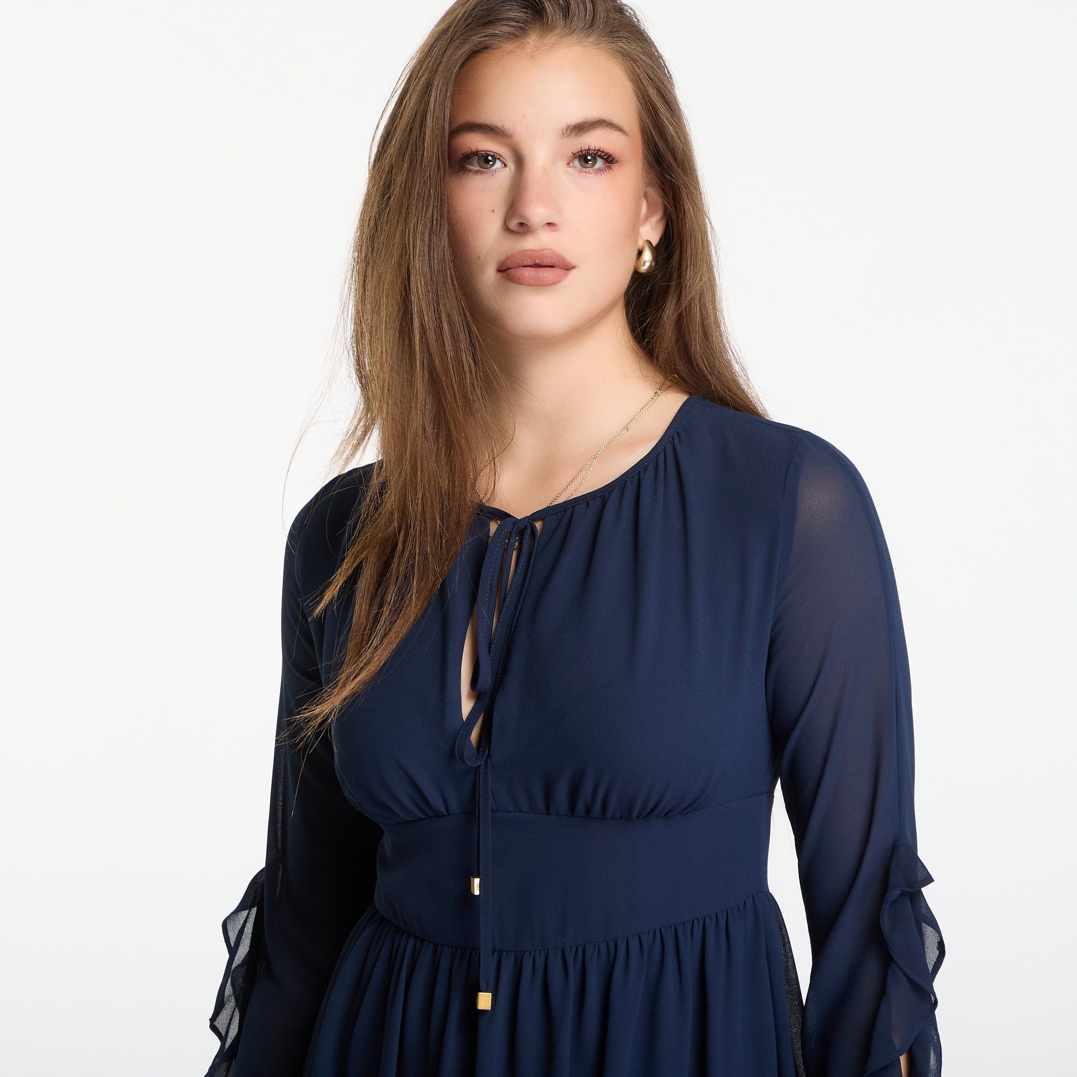 Abito Ruffled Georgette Long-Sleeve Dress S - Michael Kors - Modalova