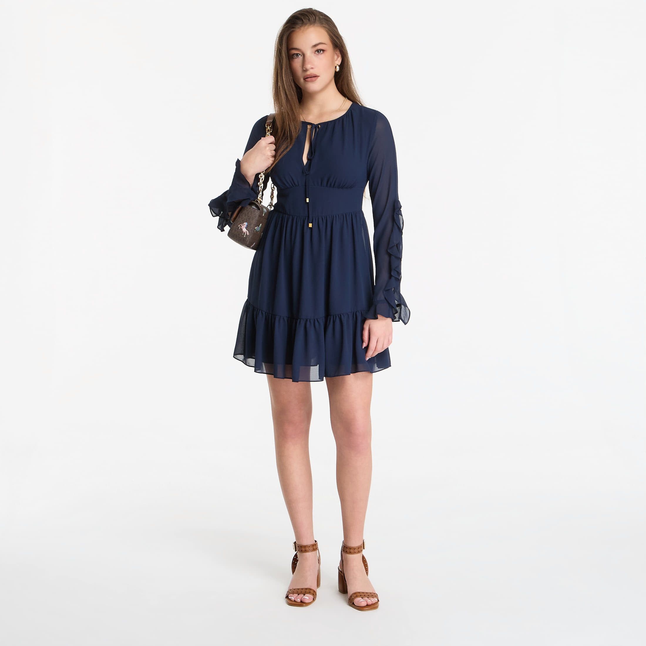 Abito Ruffled Georgette Long-Sleeve Dress S - Michael Kors - Modalova