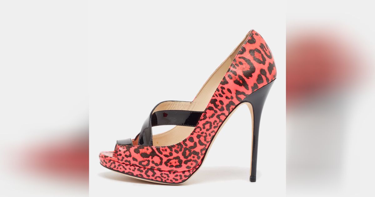 Red jimmy choo peep toe pumps hotsell