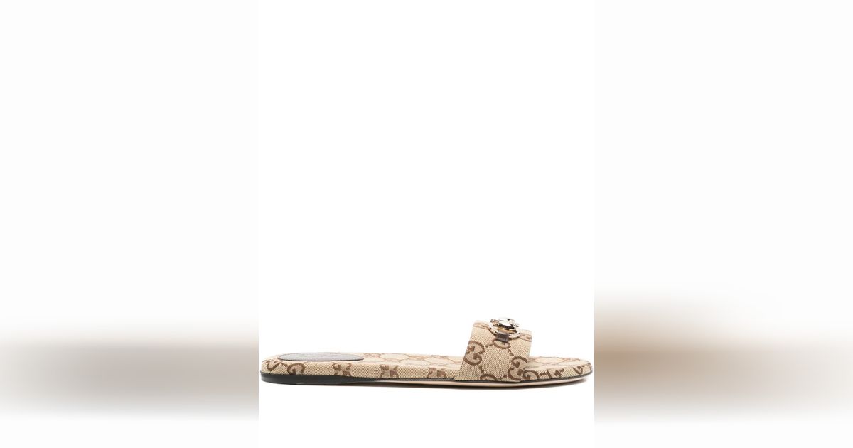 サンダル GUCCI GG SUEDE FLAT SANDALS GUCCI Flat Sandals | Modalova