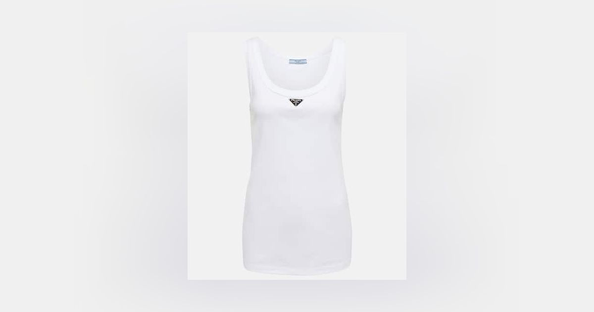 【送料&関税込】Prada White Cotton Tank Top White Cotton tank top | PRADA