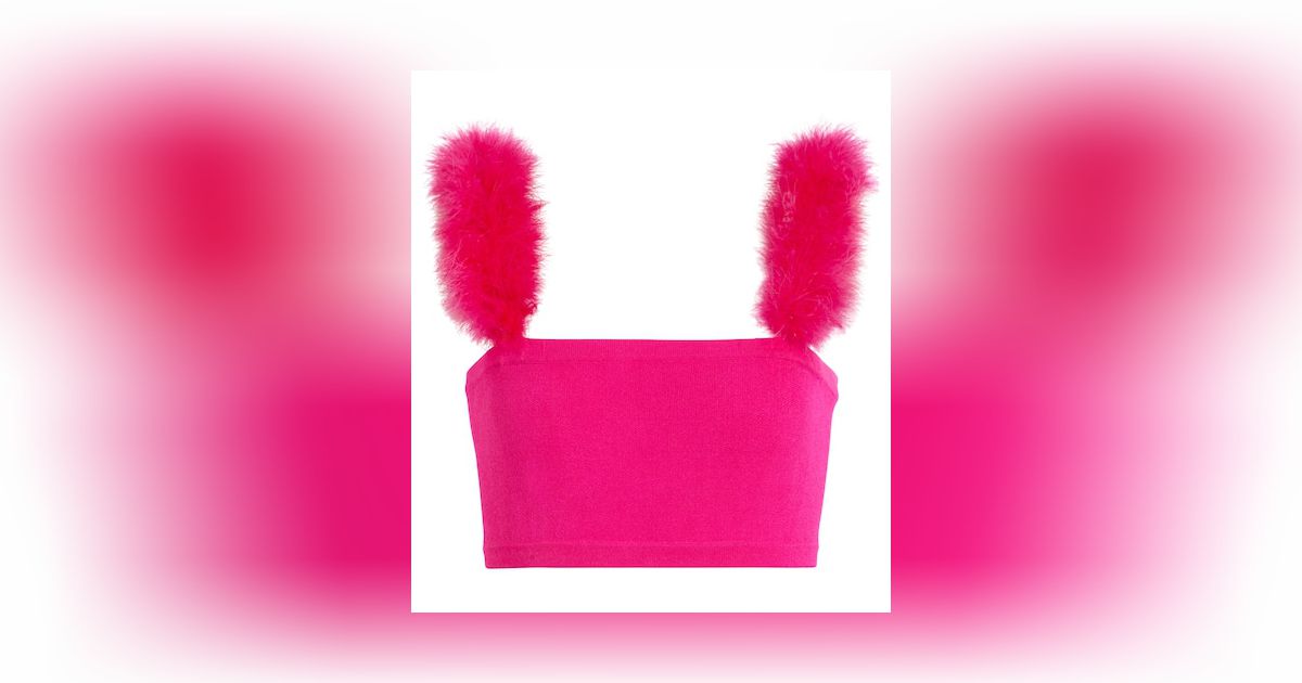 High-rise faux fur-trimmed leggings in pink - Magda Butrym