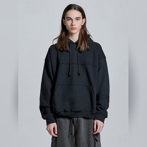 【D.PRIQUE】Oversized Full Zip Hoodie - Washed Black Oversized Full Zip Hoodie - Washed Black - DPRIQUE | 60