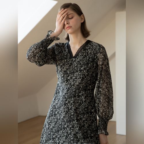 【elfelfelfarchives】LACE LINED DRESS elfelfelfarchives LACE LINED DRESS Black