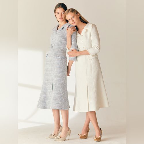 ★BAU by Bride And You★ ELOISE Wide collar double breasted ELOISE Wide collar double breasted detail tweed dress (Ivory