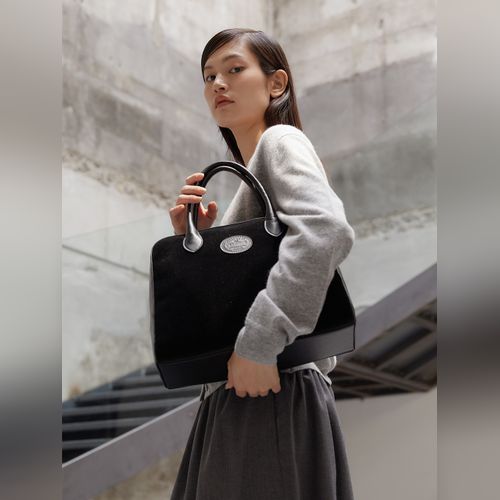 ★LE ABONNE★ VELVET SHOULDER JEANNE BAG_WARM GREY Le abonne Bags | Modalova