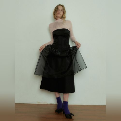 ワンピース overdue flair ORGANZA BALLOON MINI DRESS OVERDUE FLAIR】ORGANZA BALLOON MINI DRESS 2色