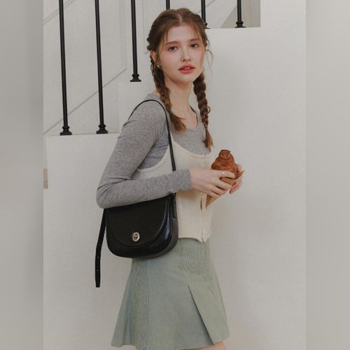 ショルダーバッグ・ポシェット OVHEE Mignon Shoulder bag Black Mignon Hobo bag OVHEE】韓国 Mignon Hobo Shoulder Bag ショルダーバッグ☆2色