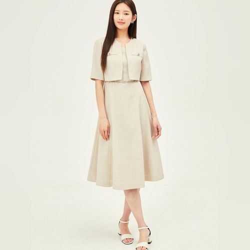 ■JJ JIGOTT(JJジゴット)Braid Detail Tweed Dress Eliza J Braid Detail Tweed Dress - Green | Editorialist