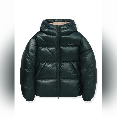 ダウンジャケット・コート Wacky Willy Women's Glossy Hooded Short Down Jumper Black Wacky Willy Overcoat | Modalova