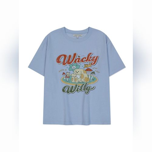 ★Wacky WiLLy★ Typo Synthetic Long Sleeve T-Shirt Navy Wacky Willy Shirt | Modalova