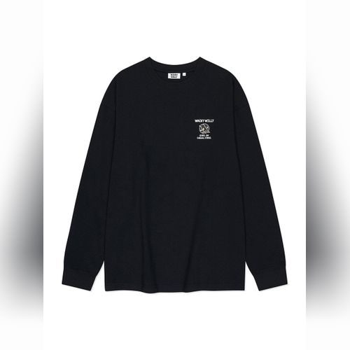 ★Wacky WiLLy★ Typo Synthetic Long Sleeve T-Shirt Navy Wacky Willy Long Shirt | Modalova