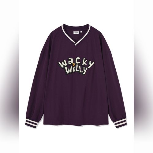 ★Wacky WiLLy★ Typo Synthetic Long Sleeve T-Shirt Navy Wacky Willy Long Shirt | Modalova