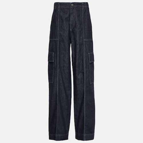 x EmRata Morrison cotton-blend flared pants in black - AG Jeans