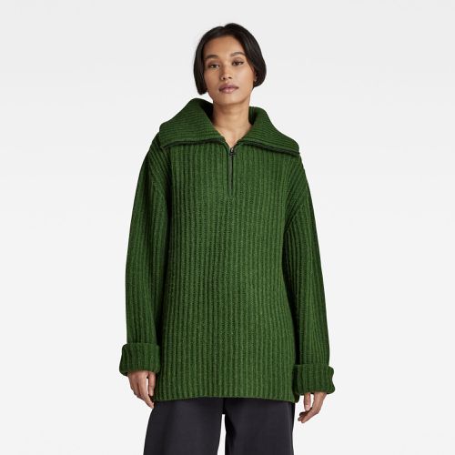 Hand Sprayed Hooded Loose Sweater, Green