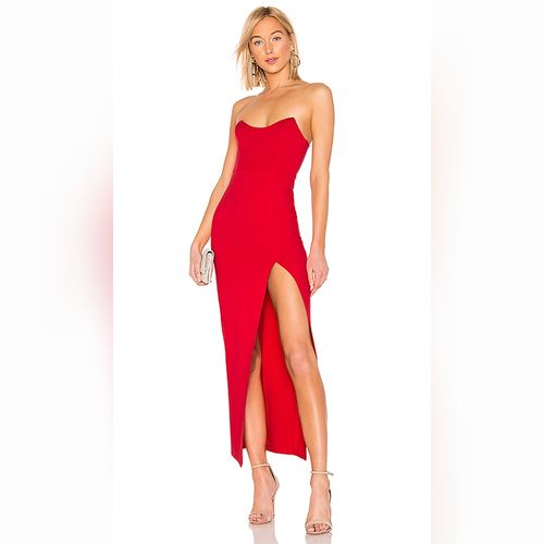 Ryleigh strapless maxi dress in red Clearance