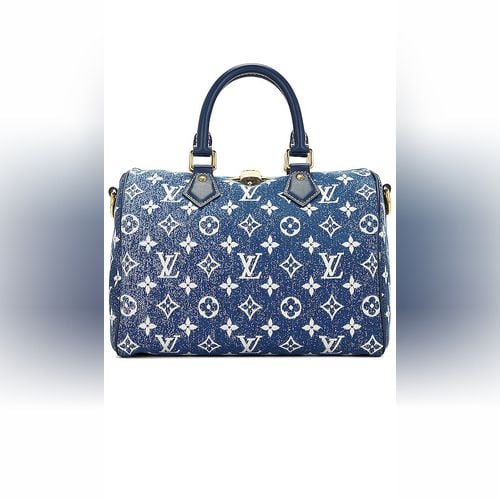 FWRD Renew Louis Vuitton Speedy Bandouliere 25 Bag in Denim Blue